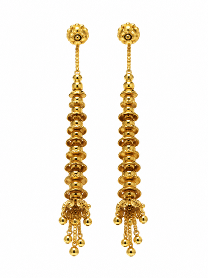Premium Gold-Toned Layered Disc Chain Drop Earrings