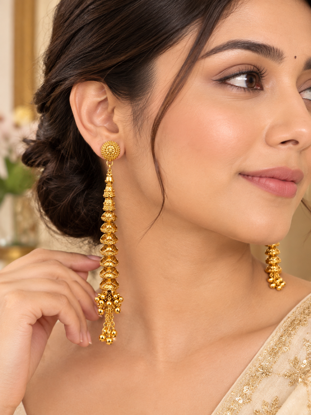 Premium Gold-Toned Long Drop Earrings